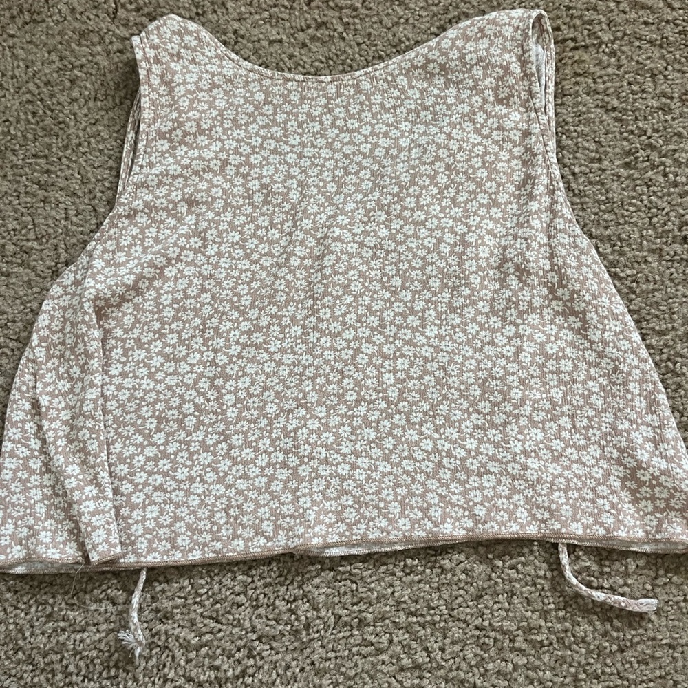 Floral Beige Sleeveless Top